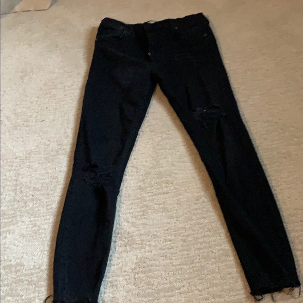 Free people black skinny jeans w/tears